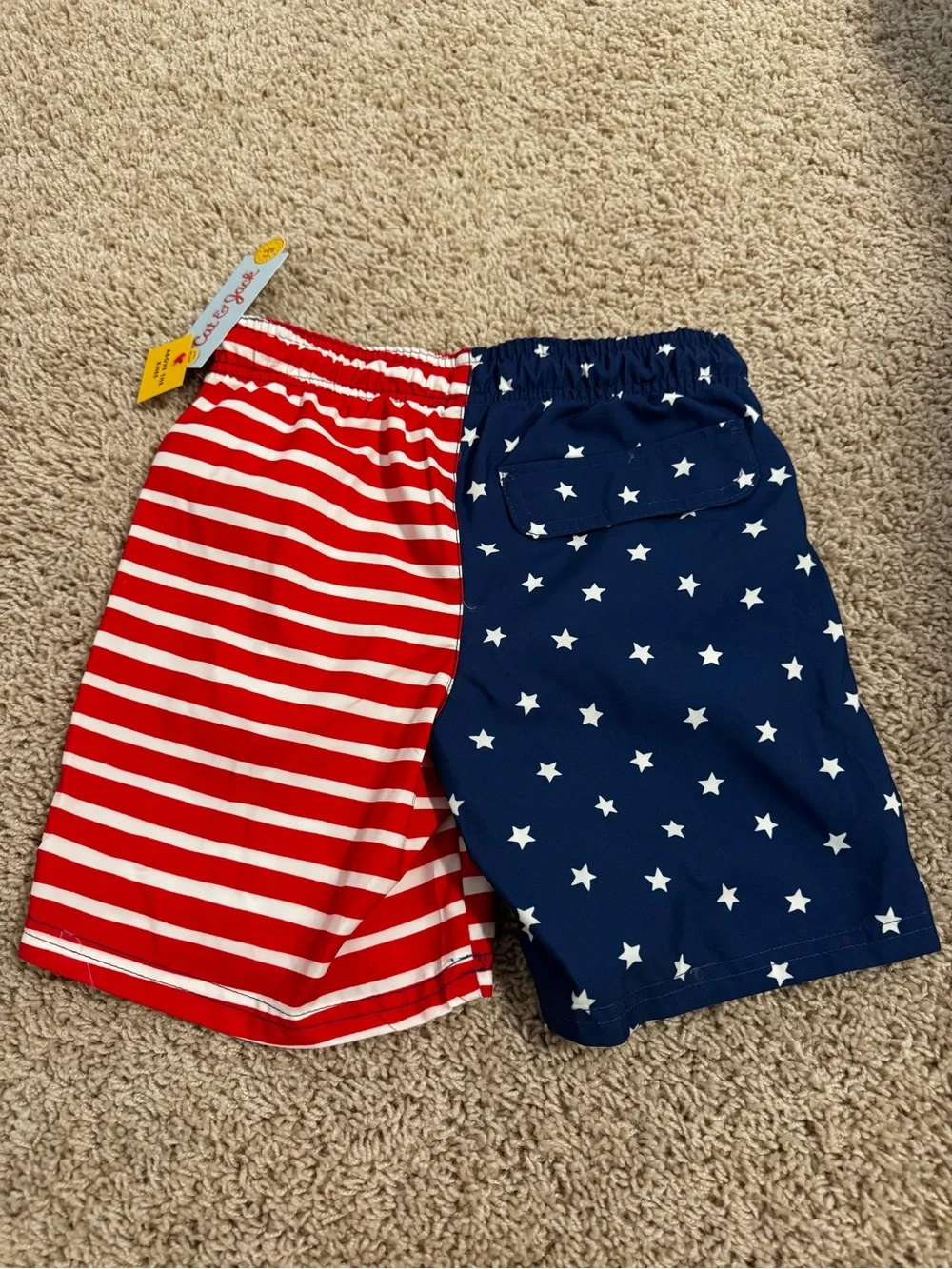 NWT boys Medium Cat & Jack patriotic swim trunks